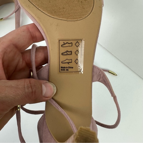 Lulus Dusty Pink Suede Aimee Open Toe Ankle Wrap Tie Heels Size 8.5 - Picture 11 of 17